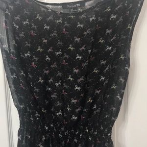 Forever 21 sheer black with horse design top